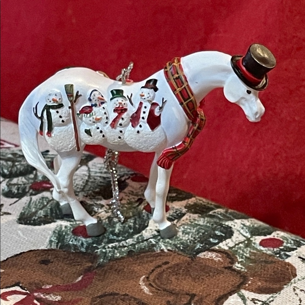 Snowman Horse Holiday Ornament - White
